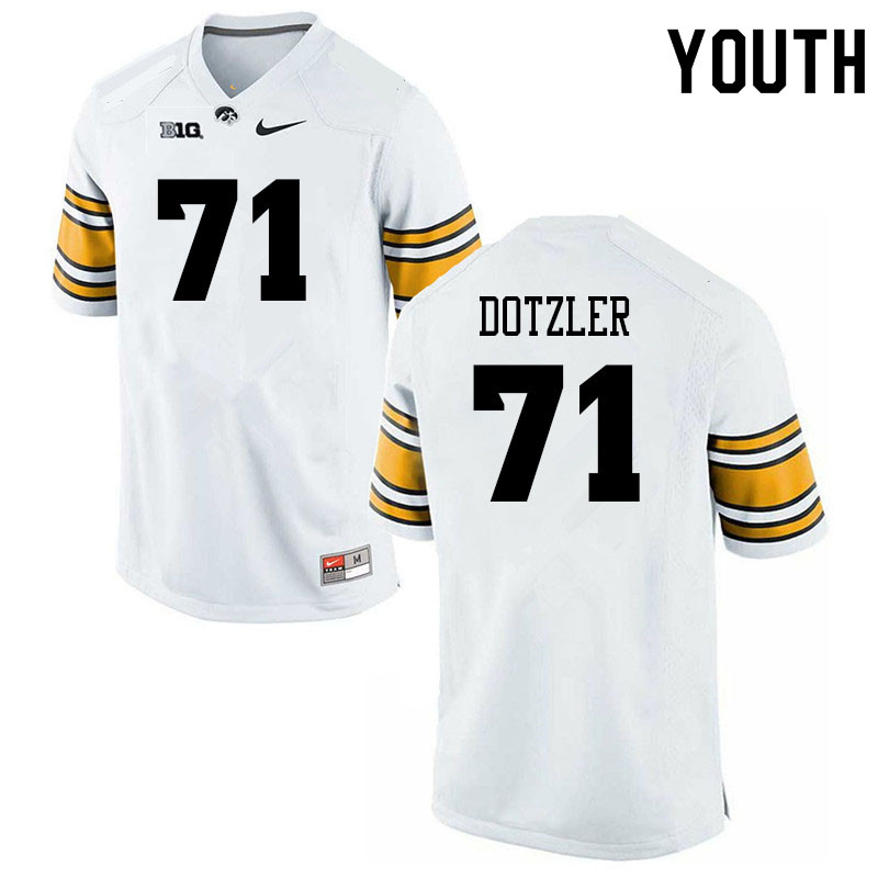Youth #71 Jack Dotzler Iowa Hawkeyes College Football Alternate Jerseys Sale-White - Click Image to Close